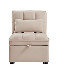 sumyeg 4-in-1 Convertible Sofa Bed with Storage Pockets Adjustable Backrest and Chaise Lounge