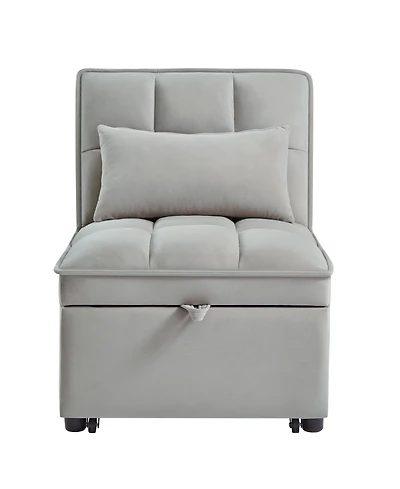 sumyeg 4-in-1 Convertible Sofa Bed with Storage Pockets Adjustable Backrest and Chaise Lounge