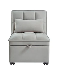 sumyeg 4-in-1 Convertible Sofa Bed with Storage Pockets Adjustable Backrest and Chaise Lounge