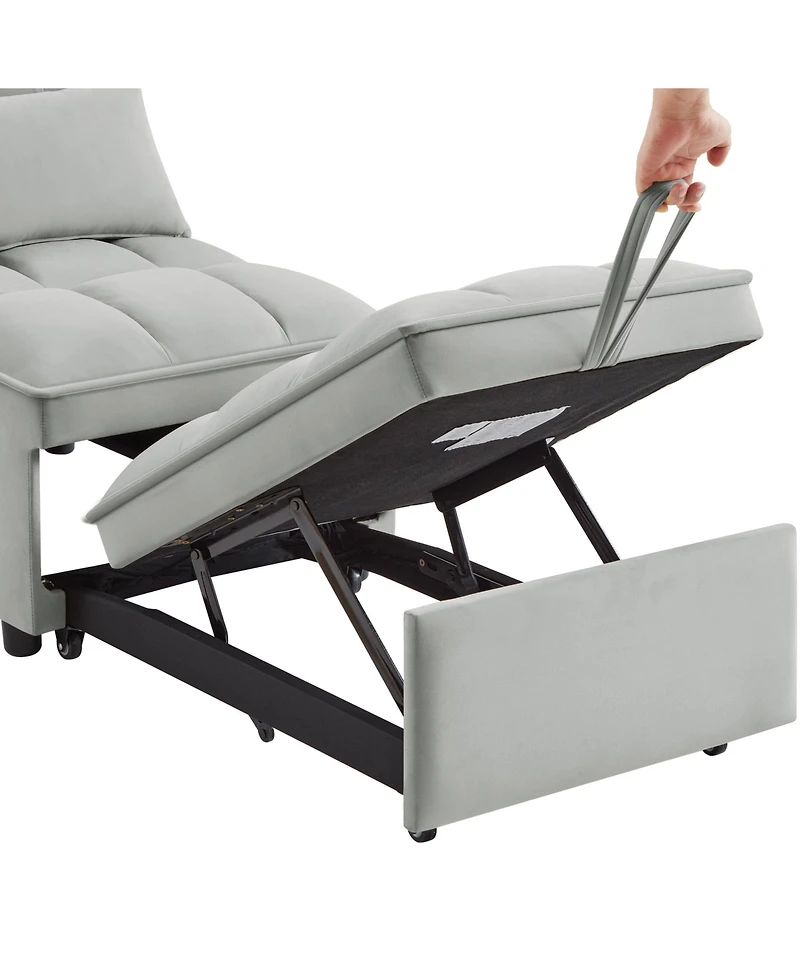 sumyeg 4-in-1 Convertible Sofa Bed with Storage Pockets Adjustable Backrest and Chaise Lounge