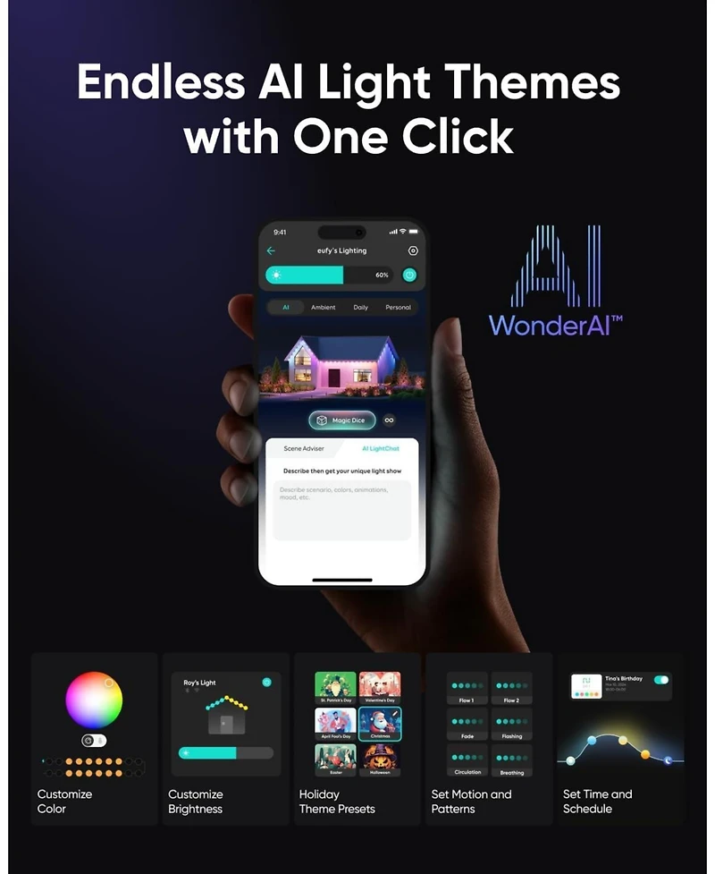 eufy Permanent Outdoor Lights E22, 100ft+ 50ft kit (Total 150ft) with 90 Triple-led Lights