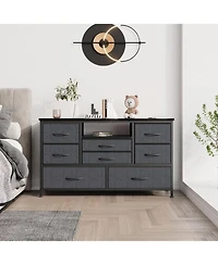 gaomon Modern 8-Drawer Dresser Tv Stand with Rgb Led Lighting, Power Outlet & Usb Ports – Fits 55" TVs, Versatile Storage