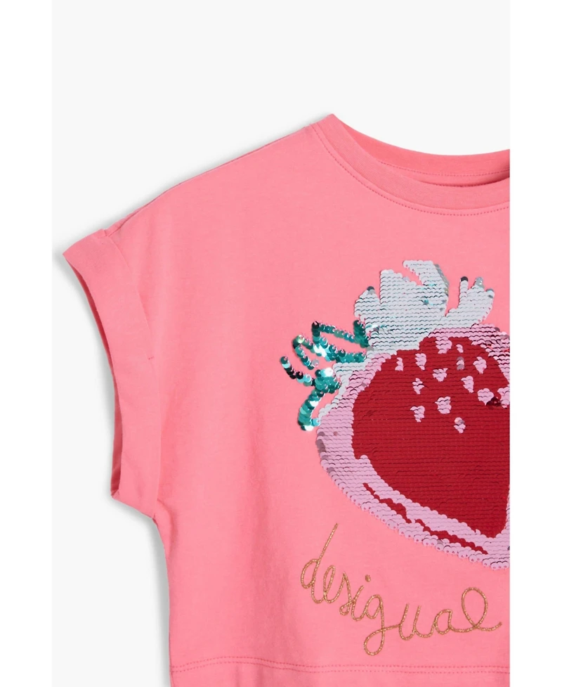 Desigual Girls Girls's Strawberry sequin cropped T-shirt
