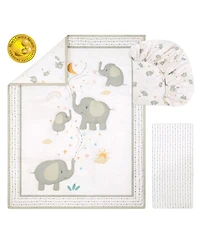 The Peanutshell Baby Crib Bedding Set Girls, Elephant Whimsy, 3 Pieces