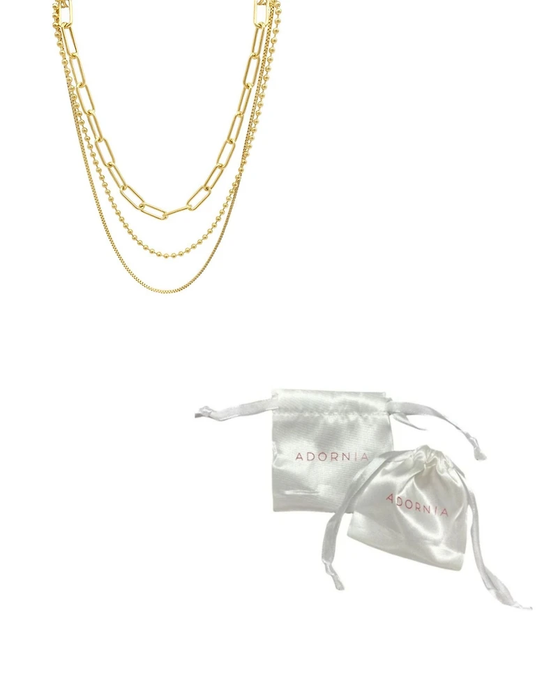 Adornia Box Chain, Ball Chain, and Oversized Paper Clip Chain Necklace Set