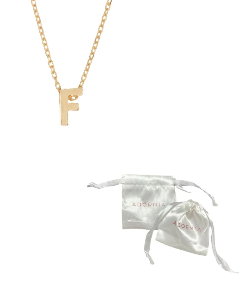 Adornia 14k Gold-Plated Mini Initial Pendant Necklace, 16" + 2" extender