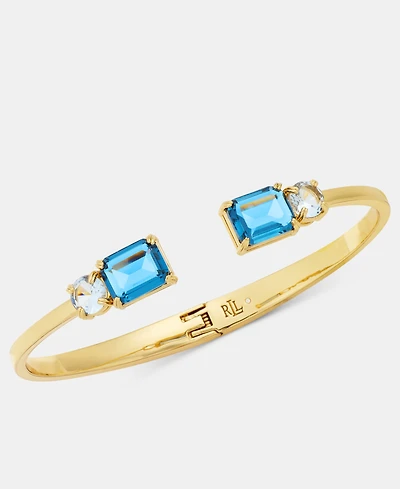 Lauren Ralph Gold-Tone Double Stone Cuff Bangle Bracelet