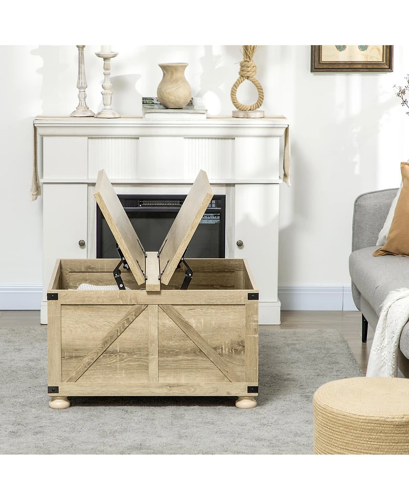 Homcom Farmhouse Table with Storage, Large Square Table,