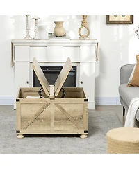 Homcom Farmhouse Table with Storage, Large Square Table,