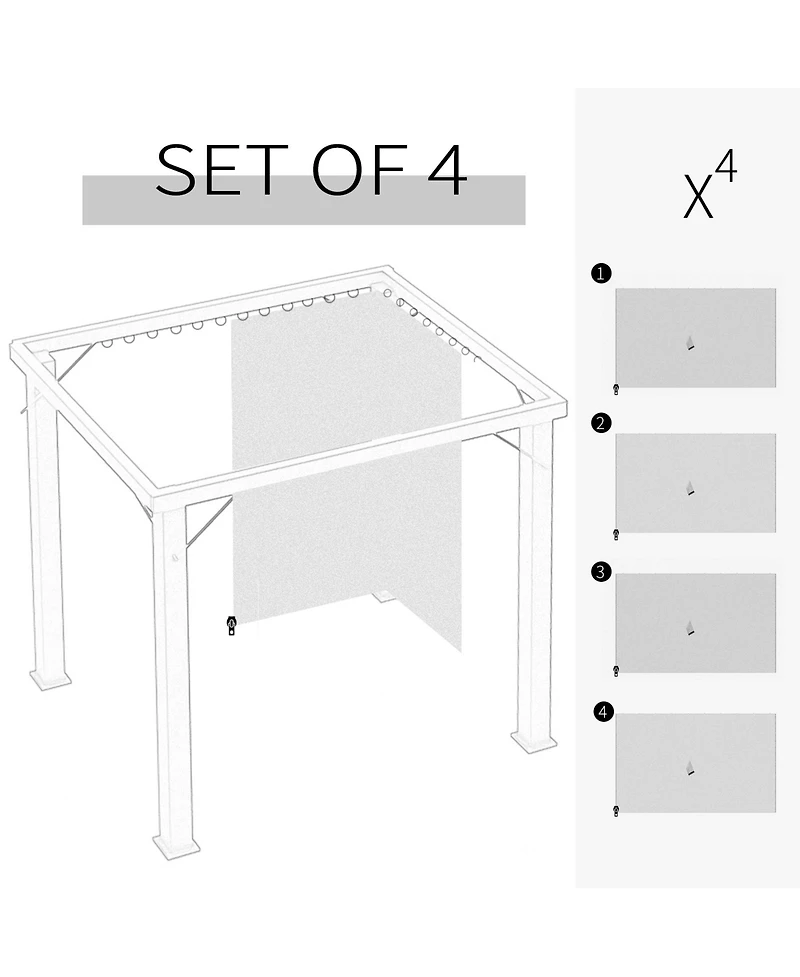 Outsunny 10' x 12' Universal Gazebo Sidewall Set with 4 Panels, Hooks/C-Rings Included for Pergolas & Cabanas, Brown