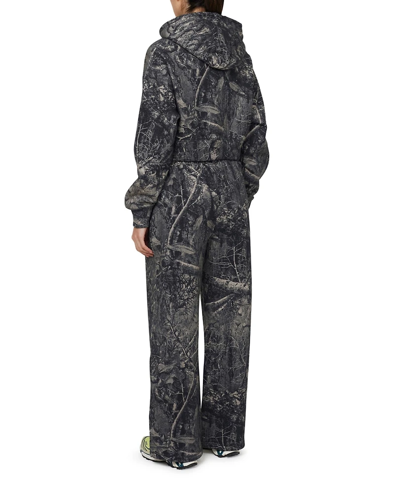 Good For Nothing Women's Woodland Blackout Camo Crop Zip Hoodie