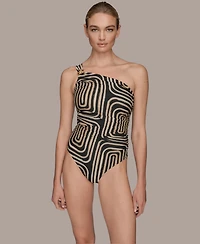 Donna Karan Women's Printed One-Shoulder Swimsuit