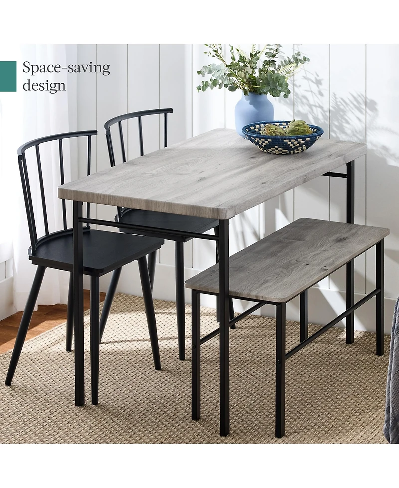 Best Choice Products 4-Piece Dining Kitchen Table Set w/ 2 Spindle-Back Chairs, Bench