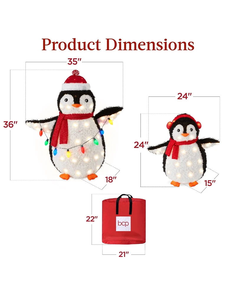 Best Choice Products 2-Piece Lighted 3ft Pop-Up Penguin Family Outdoor Christmas Decoration w/ 150 Led Lights