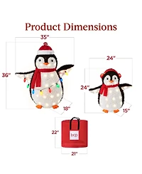 Best Choice Products 2-Piece Lighted 3ft Pop-Up Penguin Family Outdoor Christmas Decoration w/ 150 Led Lights