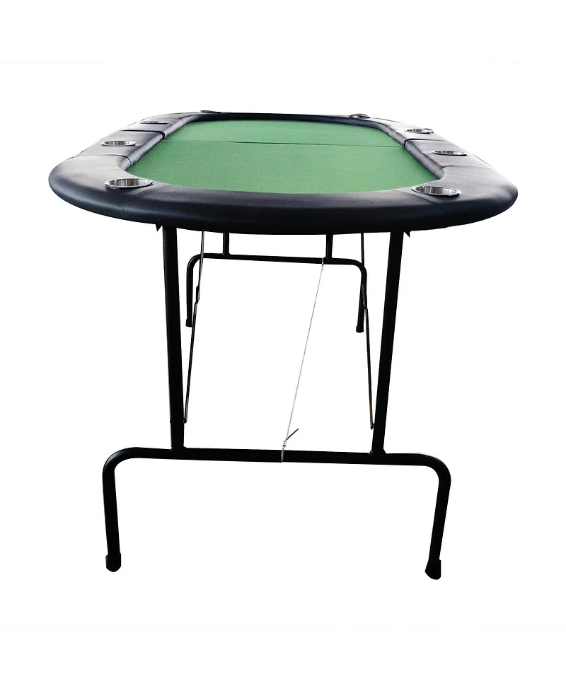 Rbied 73" Oval Wood Foldable Poker Table for 8 Players with Faux Leather Padded Rails and Cup Holders Living Room or Game Nights