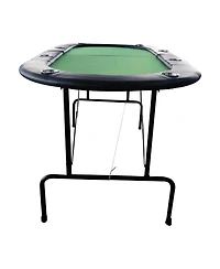 Rbied 73" Oval Wood Foldable Poker Table for 8 Players with Faux Leather Padded Rails and Cup Holders Living Room or Game Nights