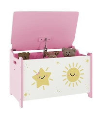Qaba Toy Box for Kids, Toy Chest with Lid, Safety Hinges, Handles,