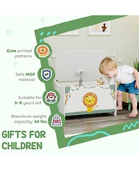 Qaba Toy Box for Kids, Chest with Lid, Safety Hinges, Handles,