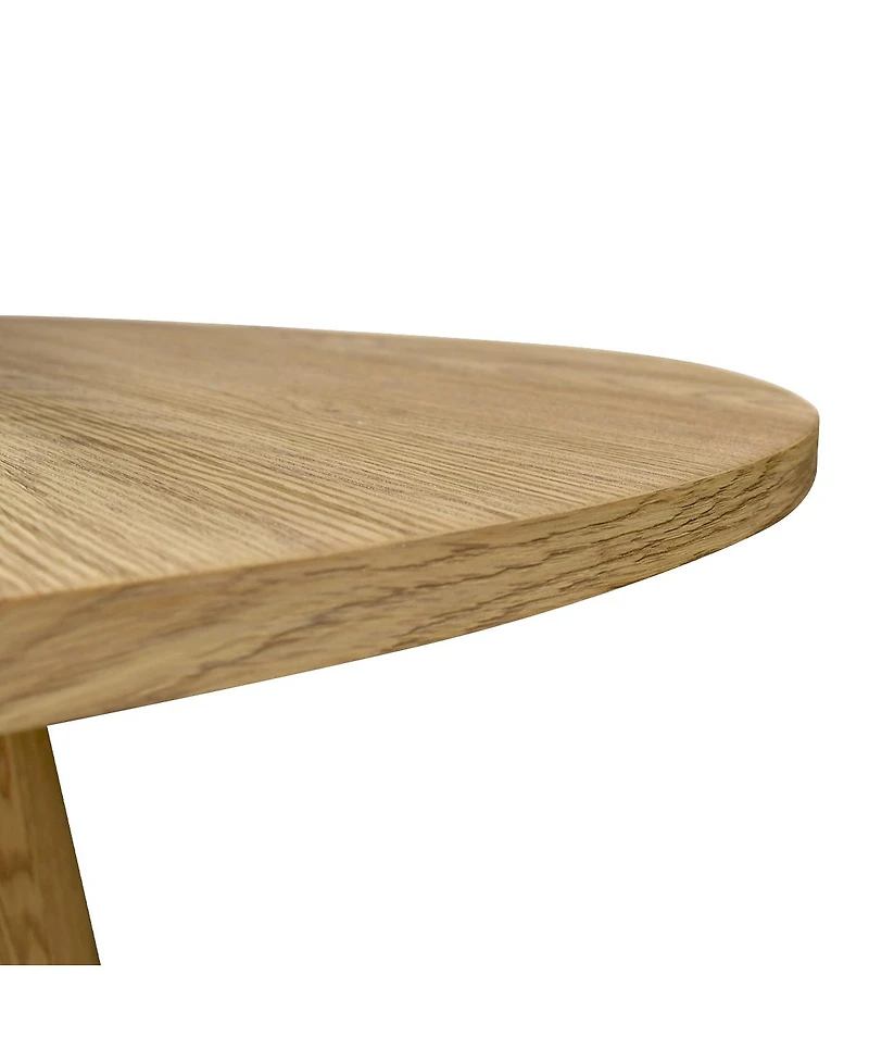 Maison Boucle 3-Piece Round Dining Table Set, 35" Wood-Look Pedestal with Fabric Upholstered Chairs for Small Kitchens