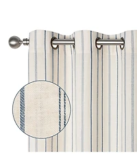 Awesome Home Linen Blend Geometric Striped Light Filtering Curtains Pair