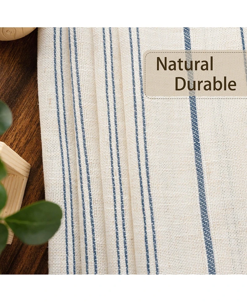 Awesome Home Linen Blend Geometric Striped Light Filtering Curtains Pair