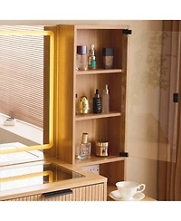 Boyel Living Vanity Desk with Mirror and Lights, 5 Drawers and Storage Shelves, Adjustable Brightness Makeup Table Set