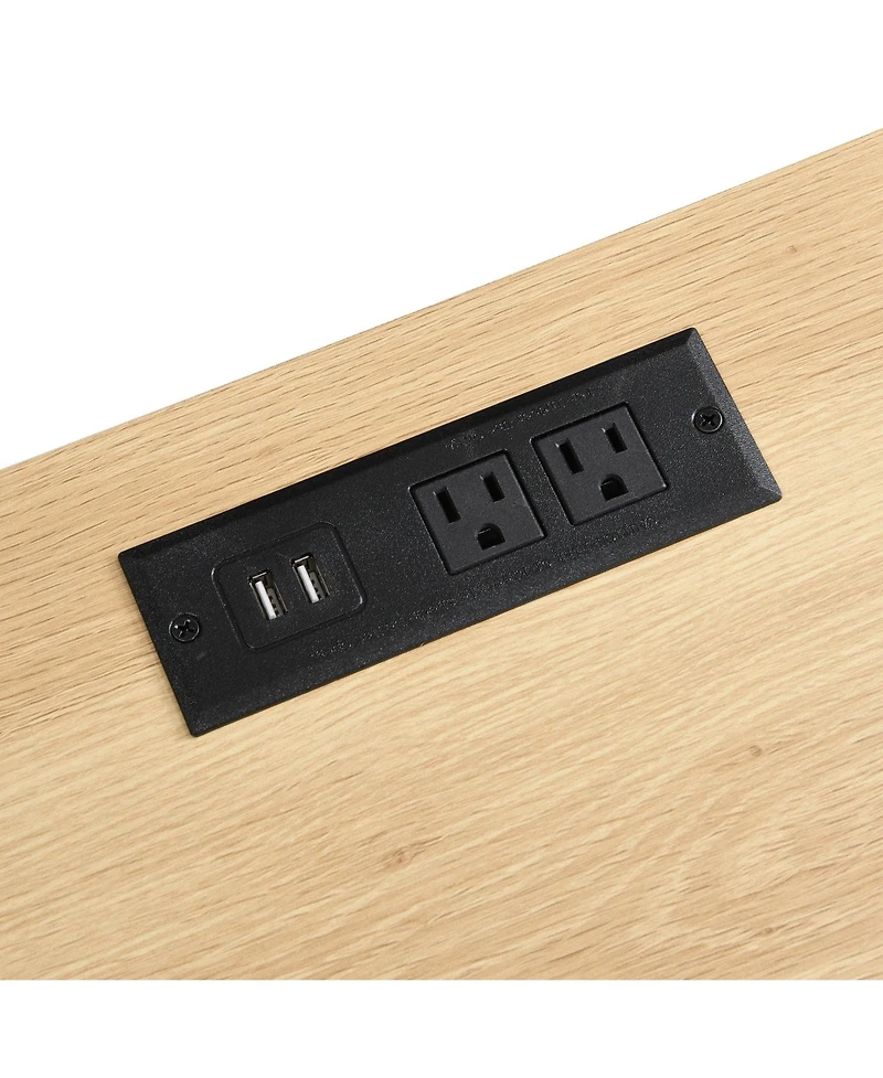 21.65" Modern Nightstand with Built-in Charging Station, Mdf Bedside Table with Usb Port