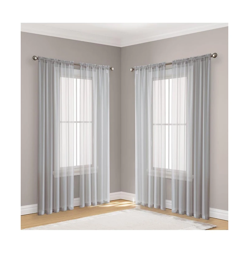 Hlc.me Essentials Sheer Voile 4 Pc. Set Window Treatment Rod Pocket Curtain Panels
