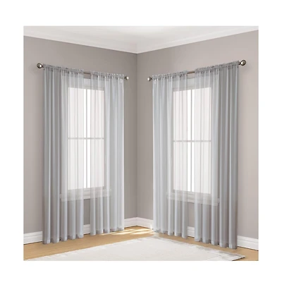 Hlc.me Essentials Sheer Voile 4 Pc. Set Window Treatment Rod Pocket Curtain Panels