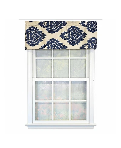 Rlf Home 100% Cotton High Quality Flame Tailored Window Valance with 1.5" Rod Pocket 50" W X 12" L Navy