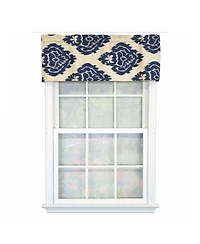 Rlf Home 100% Cotton High Quality Flame Tailored Window Valance with 1.5" Rod Pocket 50" W X 12" L Navy