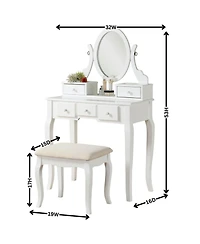 Streamdale Ashley Wood Make-Up Vanity Table and Stool Set, White