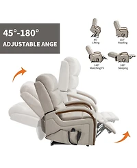 Streamdale Power Beige Chenille Lift Recliner w/ Heat & Massage