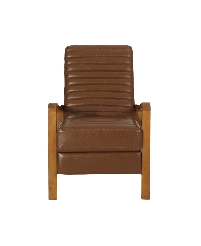 Streamdale Furniture Streamdale Faux Leather Wood Hand Manual Club Recliner