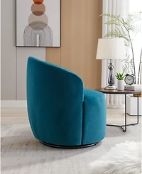 Cesicia Teal Velvet Swivel Accent Armchair With Black Powder Coating Metal Ring