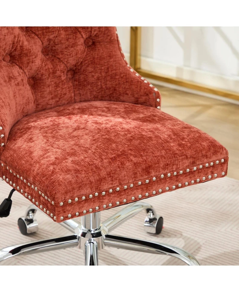 Streamdale Furniture Modern Chenille Tufted Office Chair with Chrome Base