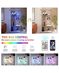 Lovmor Smart Led Glass Display Cabinet on Wheels 66 Tall Bluetooth Light White