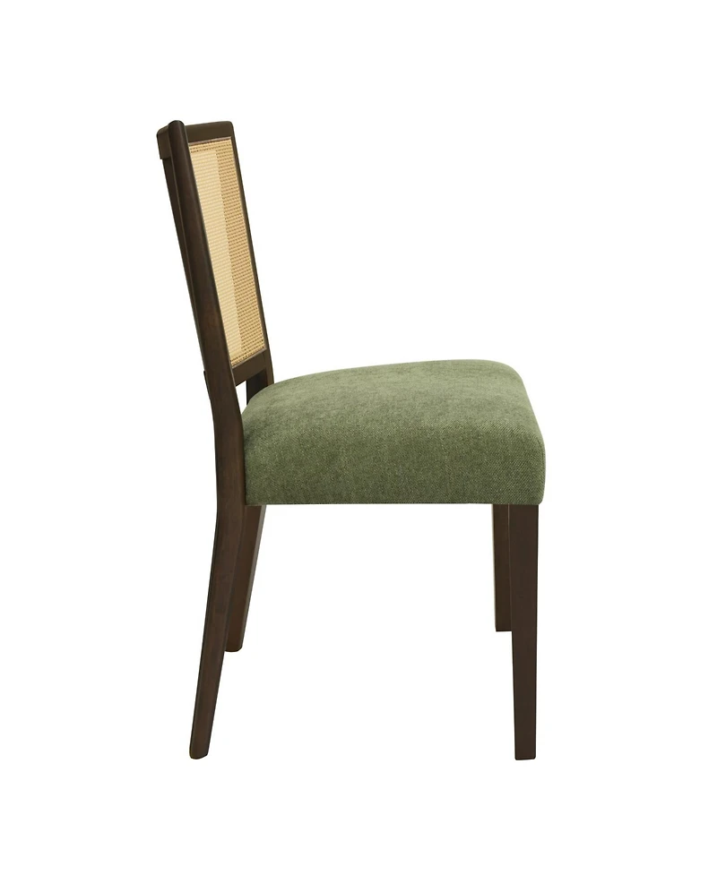 Streamdale Rattan Dining Chair Without Arm(dark brown+green) Set of 2