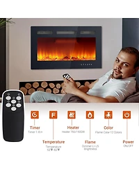 Gaomon 30" Wall Mounted Electric Fireplace Heater, 12 Flame Colors, Timer, Touch Screen, 750/1500W for Living Room