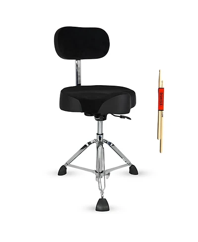 5 Core Drum Throne w Backrest 4" Padded Stool Airlift 25" Adjustable Drummer 441Lb Capacity