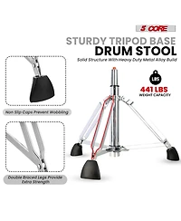 5 Core Drum Throne w Backrest 4" Padded Stool Airlift 25" Adjustable Drummer 441Lb Capacity