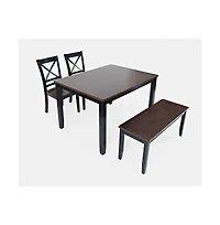 Asbury Park Solid Wood Farmhouse Four Piece Dining Set with Bench