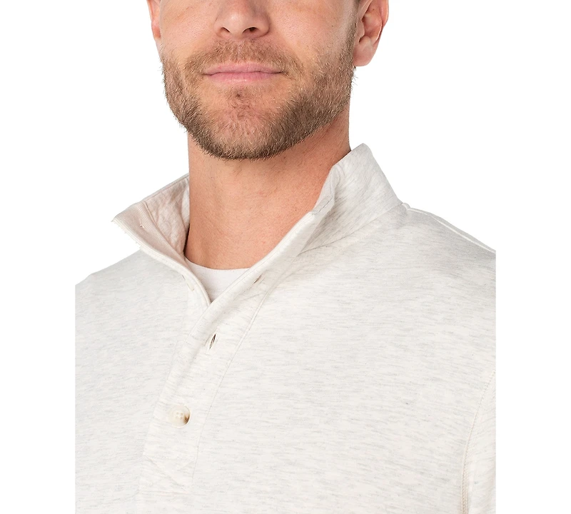 Liverpool Los Angeles Men's Mock-Neck Button Placket Pull-On Sweatshirt