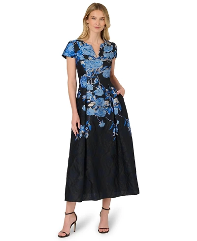 Adrianna Papell Women's Jacquard Tie-Front Ball Gown