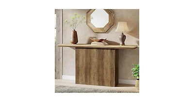 Tribesigns Farmhouse Fluted Console Table for Entryway, 63-Inch Long Wooden Sofa Table Behind Couch for Living Room