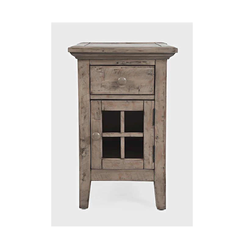 Jofran Rustic Shores Distressed Acacia Usb Charging Chairside End Table