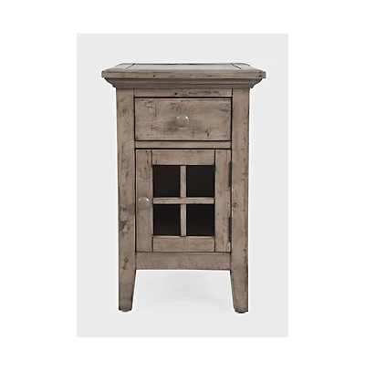 Jofran Rustic Shores Distressed Acacia Usb Charging Chairside End Table