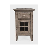 Jofran Rustic Shores Distressed Acacia Usb Charging Chairside End Table