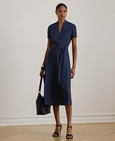 Lauren Ralph Women's Polka-Dot Belted Dress